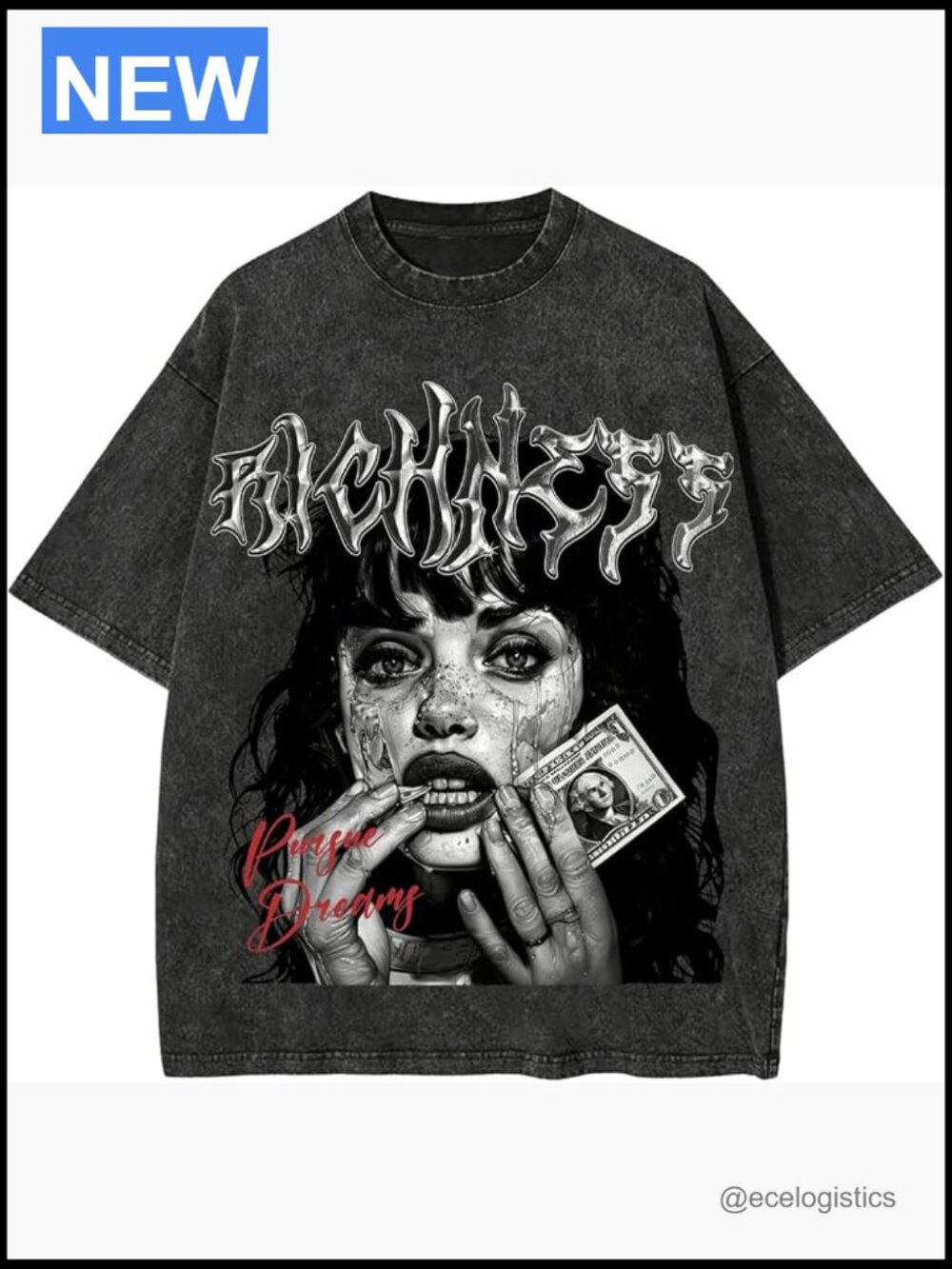 Vintage Washed Letter Print Graphic Tee - Loose Casual Top